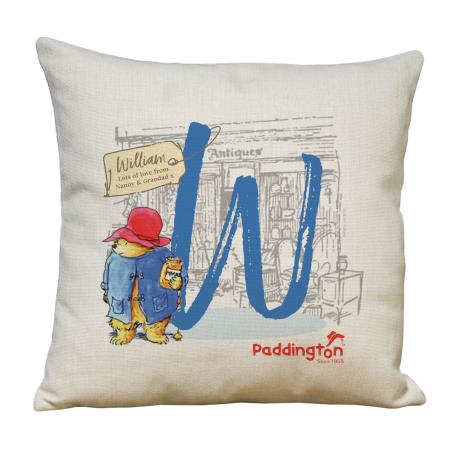 Personalised Paddington Bear Initial Linen Look Cushion £24.99